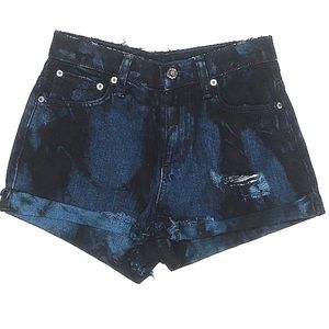 LF carmar Black Blue Tie Dye wash distressed denim roll hem shorts Size 25 NEW